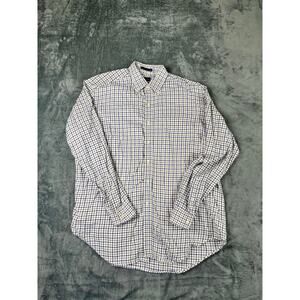 Men’s Austin Reed London button shirt XL 2-ply cotton plaid check dress casual